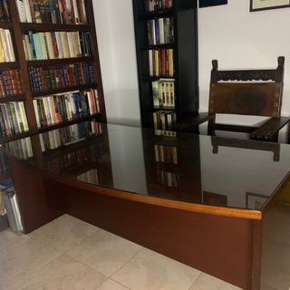 Mesa escritorio madera-cristal