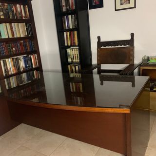 Mesa escritorio madera-cristal