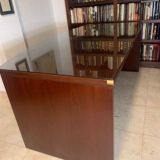 Mesa escritorio madera-cristal