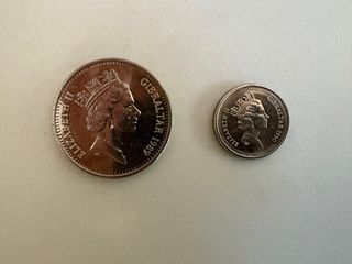 Monedas Gibraltar: 10 peniques y 5 peniques