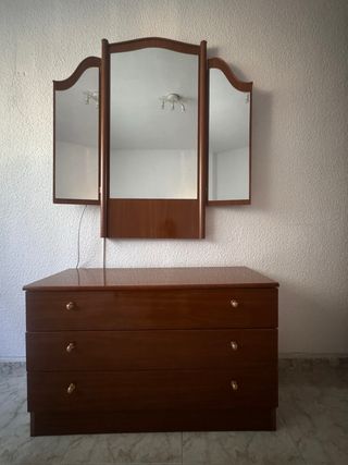 Cómoda espejo madera 3 cajones