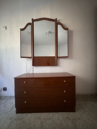 Cómoda espejo madera 3 cajones