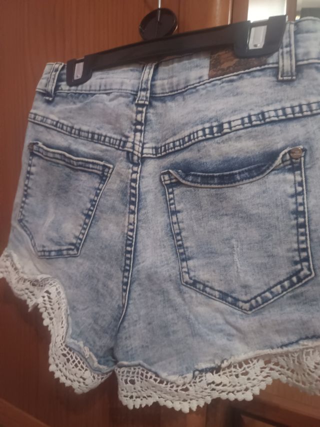 Shorts niña denim- encaje, T-S