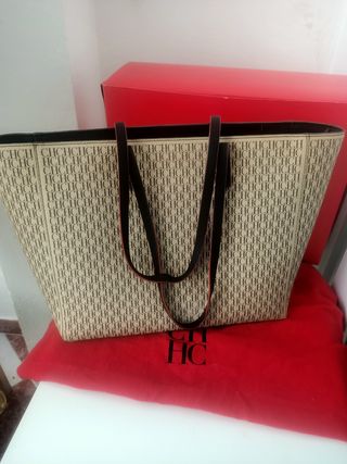 Bolso Carolina Herrera beige y marrón