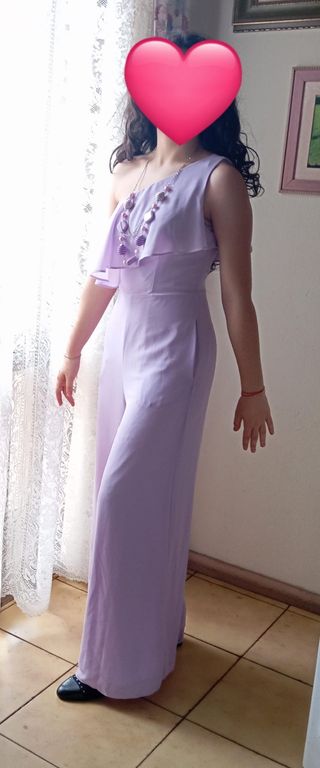 Tuta jumpsuit viola XS + collana