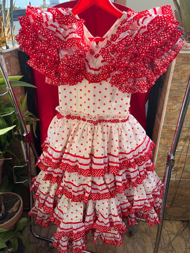 Vestido niña lunares rojo blanco
