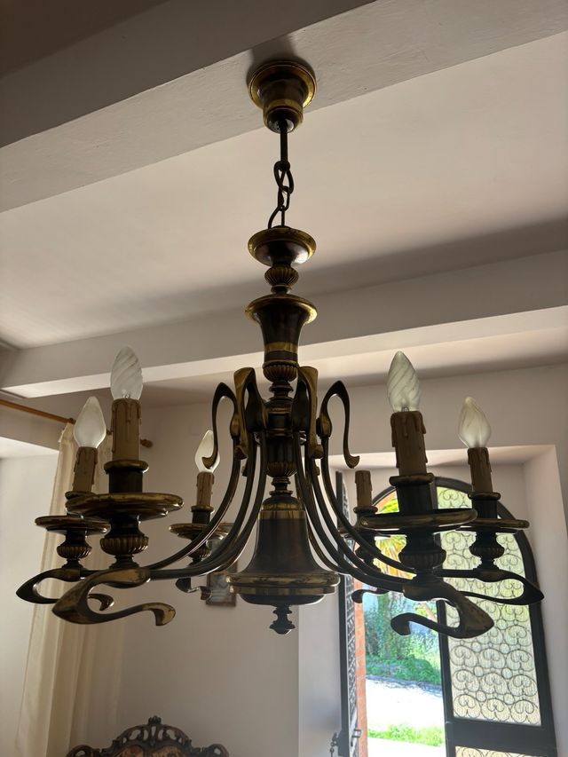 Lampadario vintage 5 luci metallo
