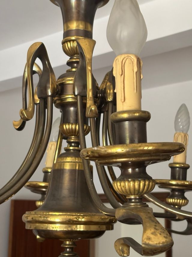 Lampadario vintage 5 luci metallo