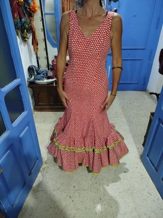 Traje Flamenca Rojo y Verde