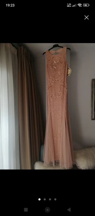 Vestido rosa palo fiesta largo