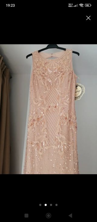 Vestido rosa palo fiesta largo