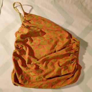 Top Zara verde-naranja
