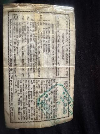 Décimo Lotería Nacional 16/08/80