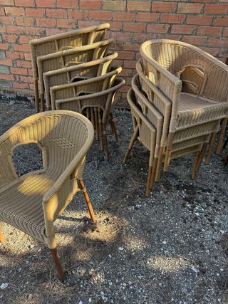 Sillas mimbre beige - 10 unidades