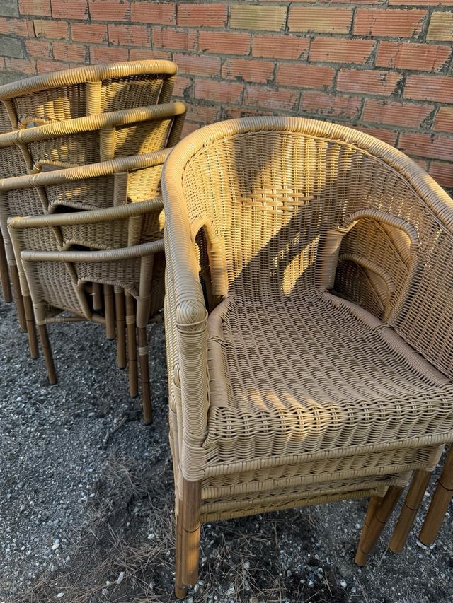 Sillas mimbre beige - 10 unidades