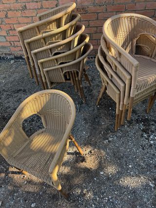 Sillas mimbre beige - 10 unidades