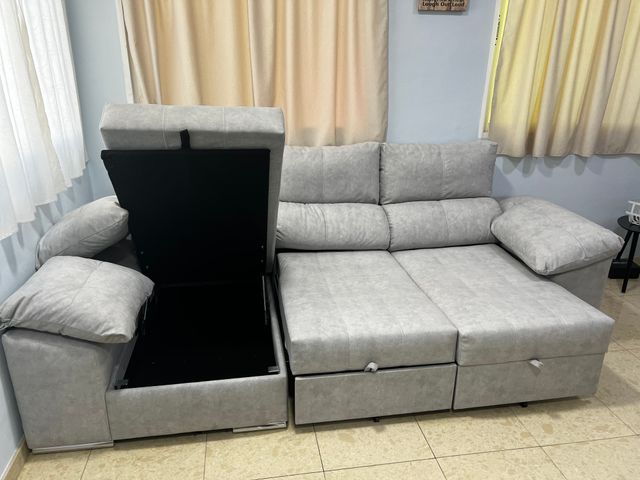 Sofá cama chaise longue gris
