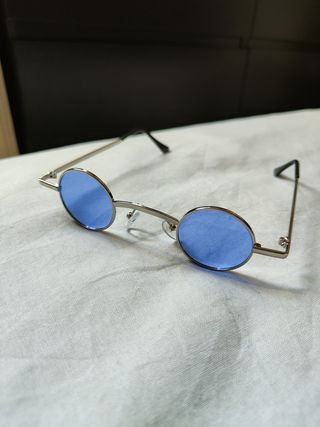Gafas de sol redondas vintage azul transparente