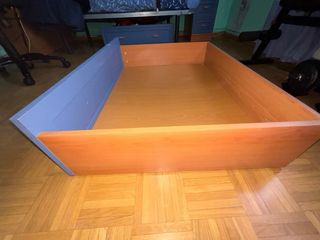 Cajón cama azul de madera- almacenaje