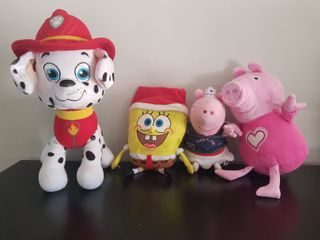 Peluches Patrulla Canina, Bob Esponja y Peppa Pig