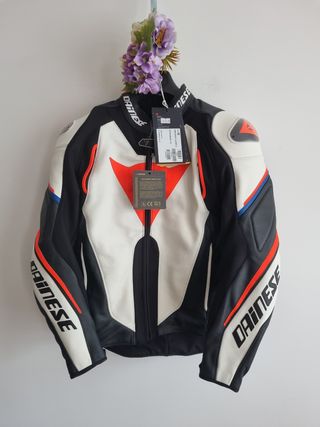 Giacca moto Dainese pelle bianca/nera