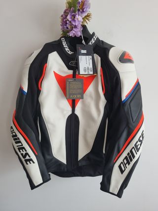 Giacca moto Dainese pelle bianca/nera