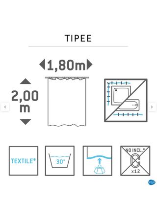 Cortina ducha Tipee 180x200cm (nueva, sin abrir)