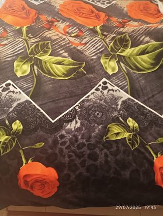 Coperta pile fiori arancioni