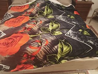 Coperta pile fiori arancioni