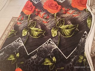 Coperta pile fiori arancioni