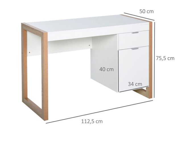 Escritorio blanco y madera