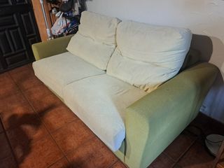 Sofá cama beige y verde
