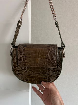 Bolso bandolera piel - Marrón oscuro