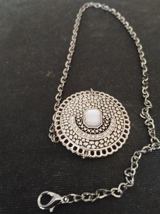 Colgante abanico plata y blanco