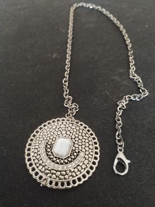 Colgante abanico plata y blanco