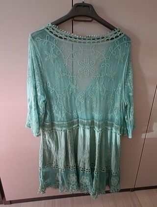 Vestido túnica verde agua