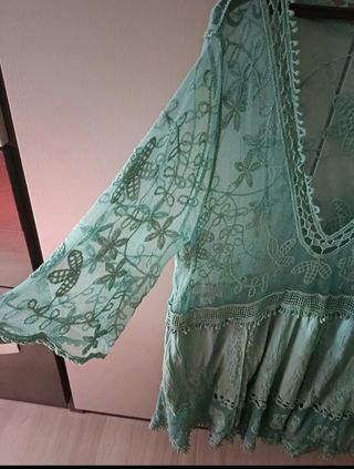 Vestido túnica verde agua