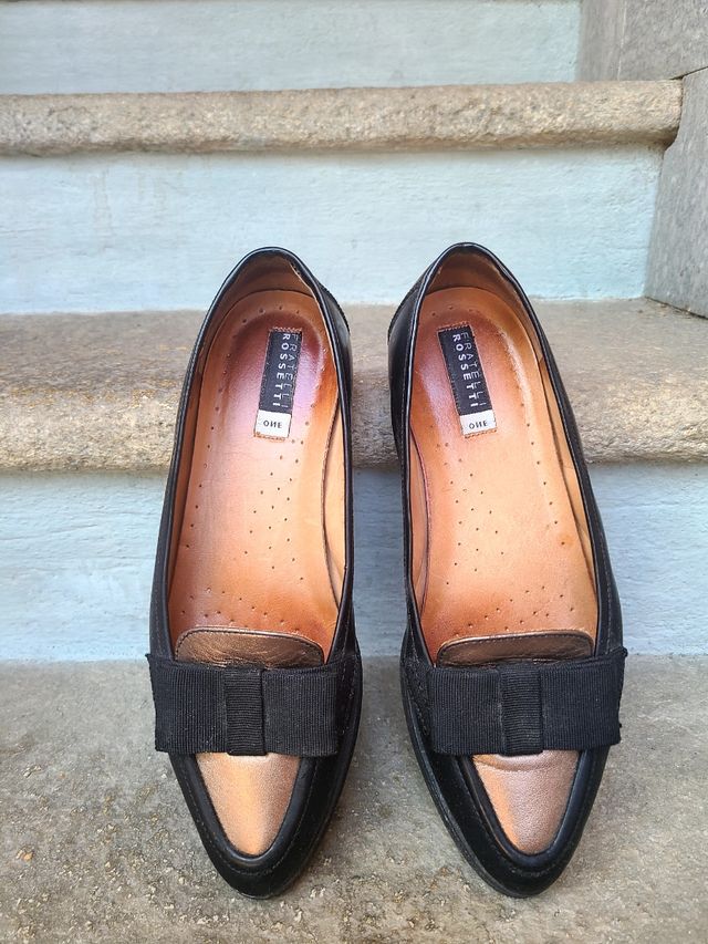 Mocassini Fratelli Rossetti neri e oro