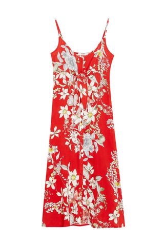 Vestido Pull&Bear rojo floral - Talla S