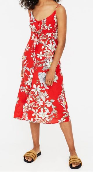 Vestido Pull&Bear rojo floral - Talla S