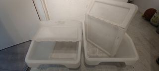2 Cajas Plástico Blancas Almacenaje