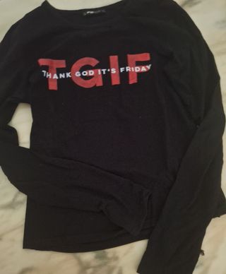 Camiseta negra TGIF - Manga Larga