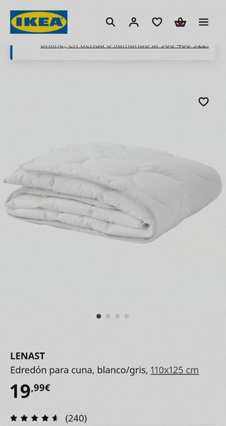 Edredón cuna bebé Ikea Lenast 110x125