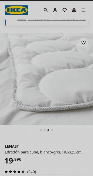 Edredón cuna bebé Ikea Lenast 110x125