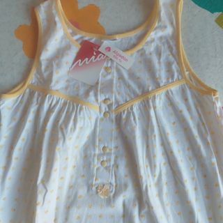 Camisón algodón blanco/amarillo, nuevo
