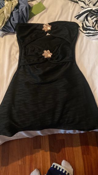 Vestido negro corto - dorado
