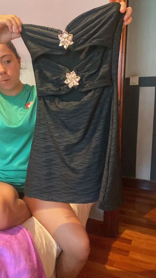 Vestido negro corto - dorado