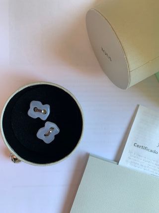 Pendientes TOUS oso cuarzo azul plata