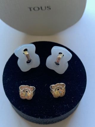 Pendientes TOUS oso cuarzo azul plata