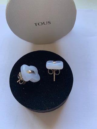 Pendientes TOUS oso cuarzo azul plata